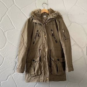 Fur Lined Jacket Hooded Army Utility Anorak Parka - Winter Snow Warm